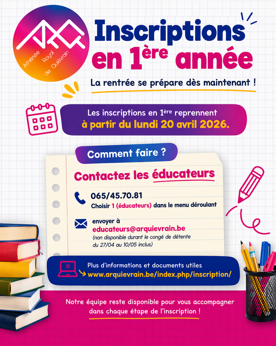 Inscriptions en 1ère année (rentrée 2026)